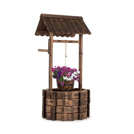 Blumfeldt Andernach Fuente decorativa de madera de abeto con cubo manivela giratoria Marrón
