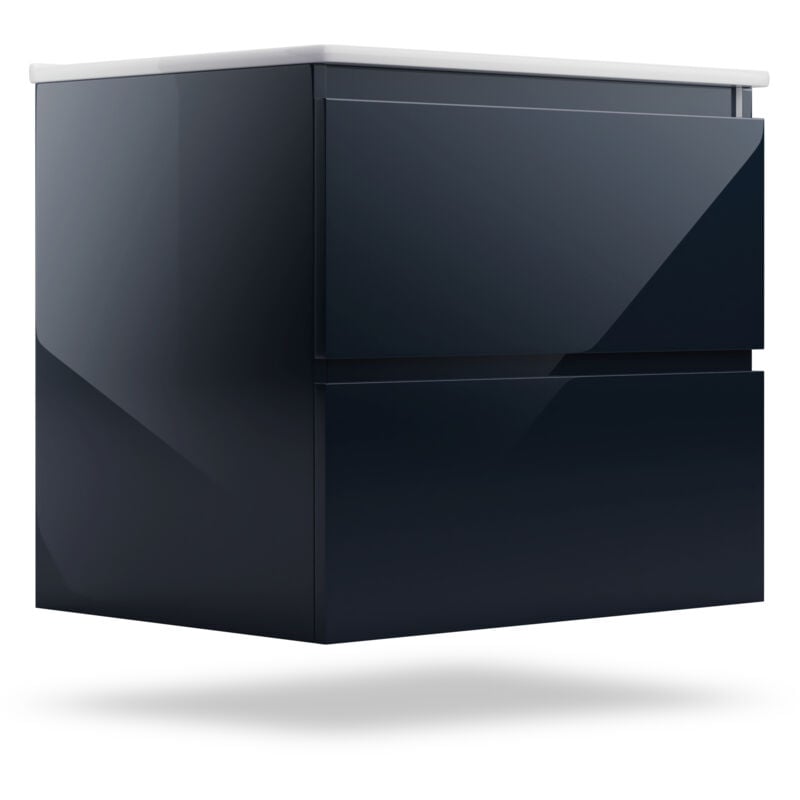 Blumfeldt - armoire de salle de bain élegante avec vasque en ceramique 60cm - Meuble de rangement fonctionnel anthracite brillant - ideal comme