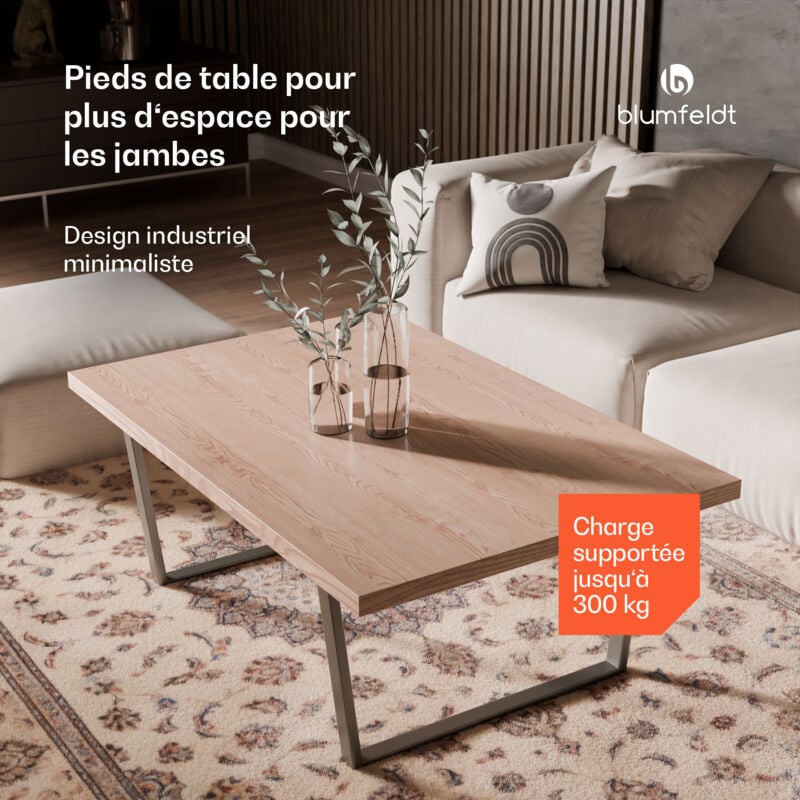 Ayr Pieds de table – pieds de table en métal robustes pour design industriel ou minimaliste – hauteur 43 cm, largeur 62 cm, noir - Blumfeldt