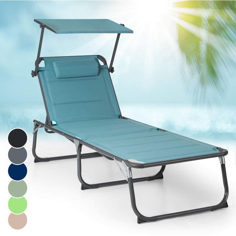 blumfeldt bain de soleil, transat jardin exterieur, chaise longue de jardin en polyester, imperméable, chaise longue pliante avec pare soleil,