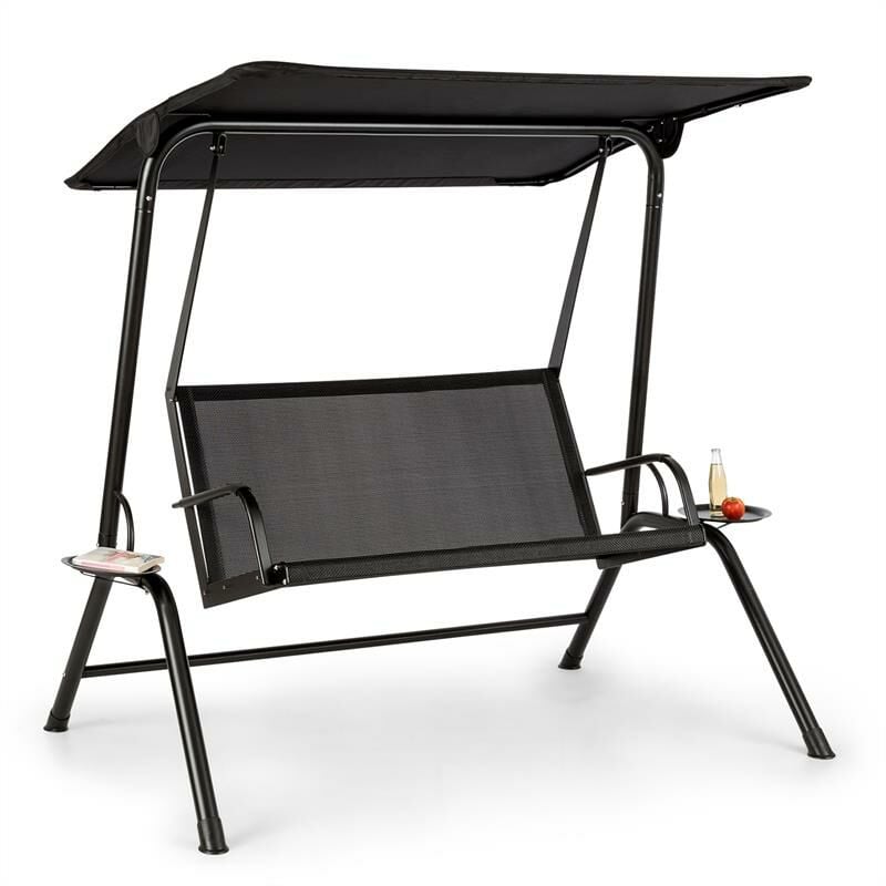 Blumfeldt - Bel Air Mono Swing Balancelle avec auvent - cadre acier noir - Noir