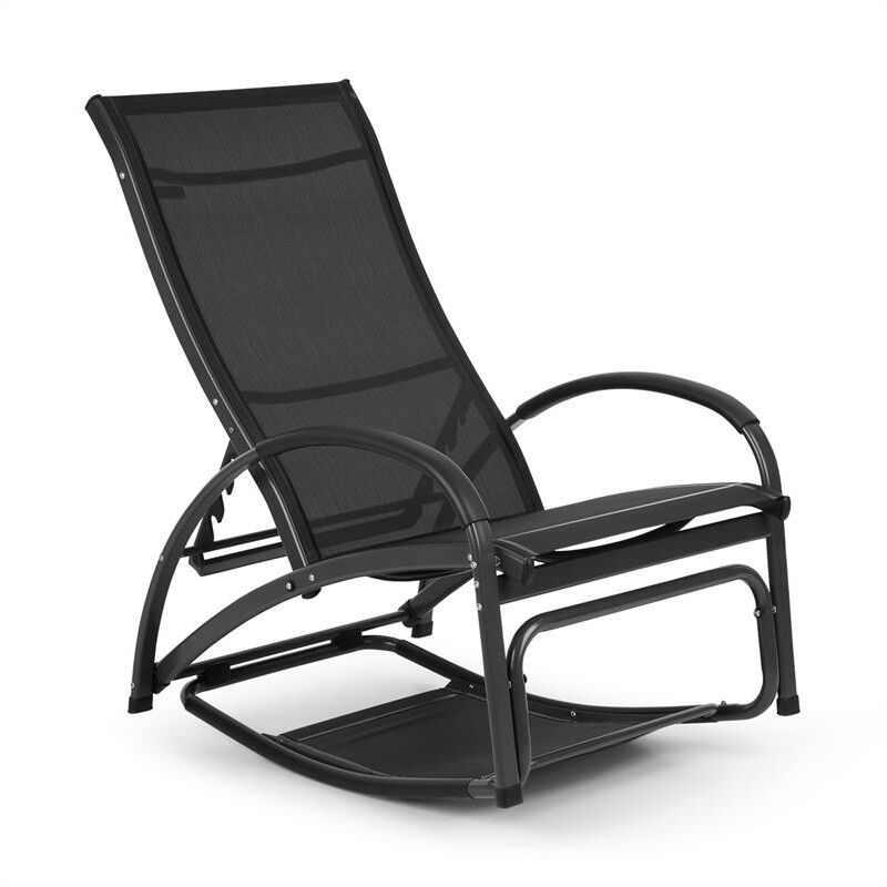 Beverly Wood Chaise longue à bascule bain de soleil aluminium noir