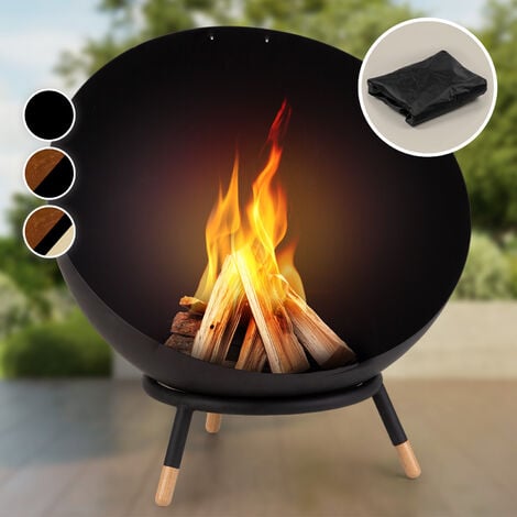 Blumfeldt Brasero Exterieur pour le Jardin, Brasero Plancha Portable avec Grille de BBQ, Pare-Etincelles et Bol en Acier, Brasero Barbecue avec Foyer pour le Camping, Brûleur à Bois, 66 x 66 cm