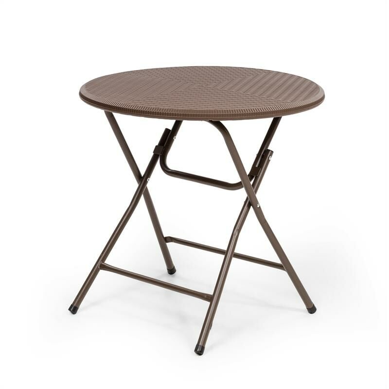 Burgos Round Table de jardin pliante Ø 80cm polyrotin marron