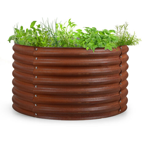 Blumfeldt – Carré potager surélevé en acier galvanisé 100x60cm – Hauteur de travail 60cm – Finition rouille – Pour culture de légumes et herbes