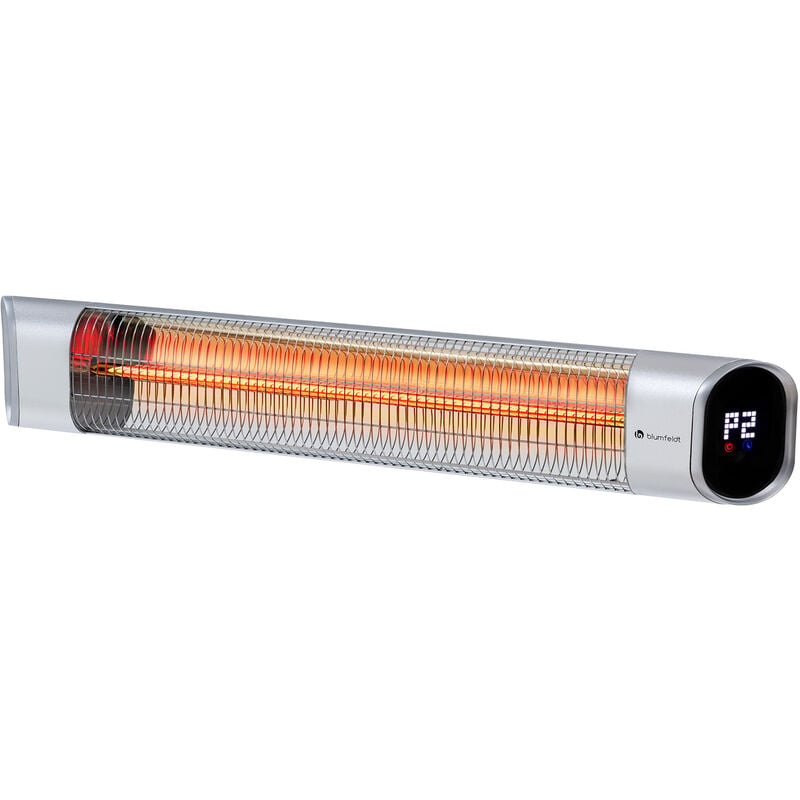 Blumfeldt - Dark Wave - Chauffage extérieur infrarouge, Radiateur rayonnant sur pied, Chauffage terrasse, 2000W, 9 Niveaux, Tube en Carbone