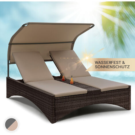 Blum Eremitage Double Lounger Chaise longue pour 2 aluminium & rotin - gris
