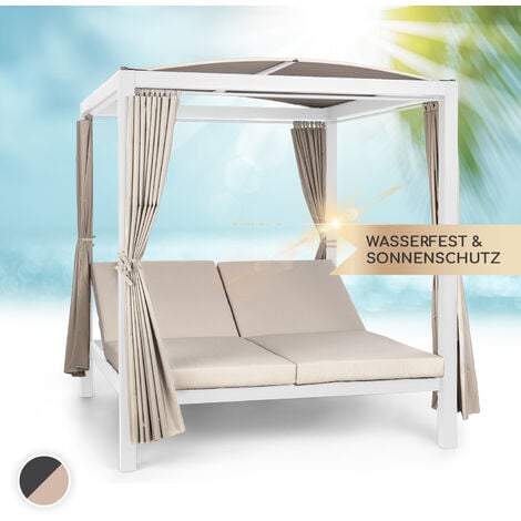 Blumfeldt Eremitage Double XL Sunbed 2 Pers Stahl-Rahmen Sonnendach Vorhänge