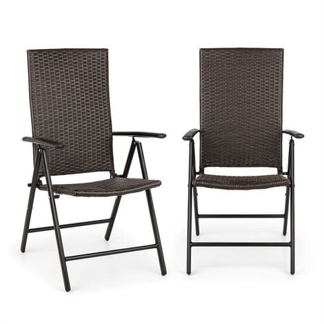 Blumfeldt Estoril Garden Chair Poly Rattan Aluminium 8 Steps Hinged Brown