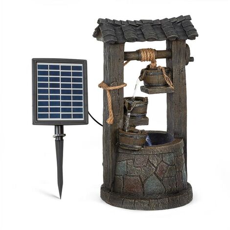 Blumfeldt – Fontaine de jardin solaire 2,8W – Autonomie 5h – Panneau 17,5x14cm – 4 cascades avec éclairage LED – Résistante aux intempéries