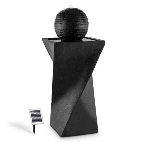 Blumfeldt - Fontaine solaire sur socle de basalte avec boule déco (200 l/h, lumière LED, batterie) - Noir - Noir