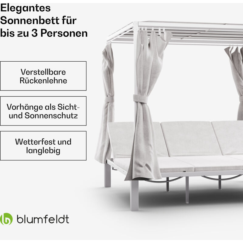 Blumfeldt Gartenmöbel-set Sonnenliege Mit Verstellbarer Rückenlehne, Einziehbaren Seitenwänden & Vorhängen - Stabiler Pulverbeschichteter