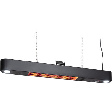Blumfeldt Gold Bar Shine estufa radiante 2.000 W 2 x luces de LED metal negro
