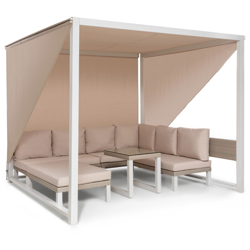 Havanna Pavillon & ensemble lounge 270x230x270cm 4 sièges doubles blanc - Blumfeldt
