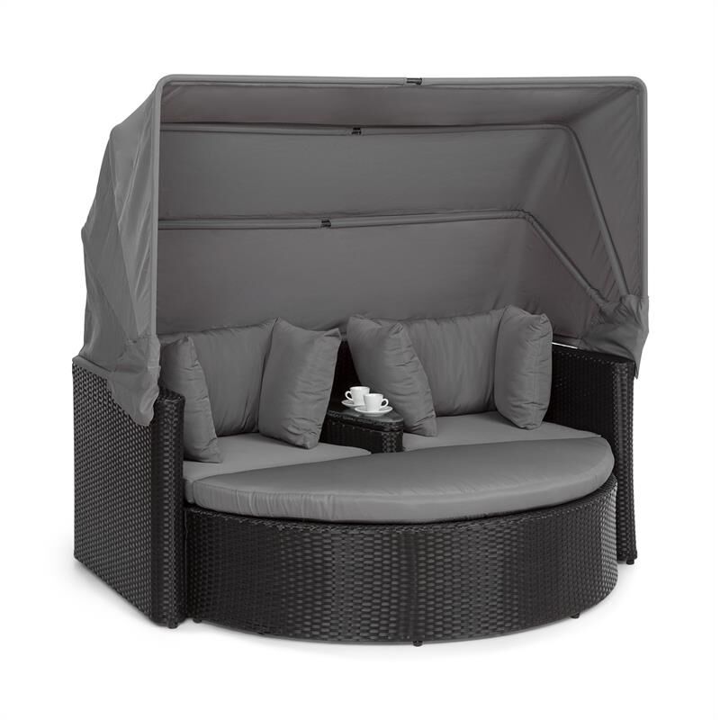 

Blumfeldt - Heartland Sofá lounge de 2 plazas con mesa taburete sombrilla de color gris