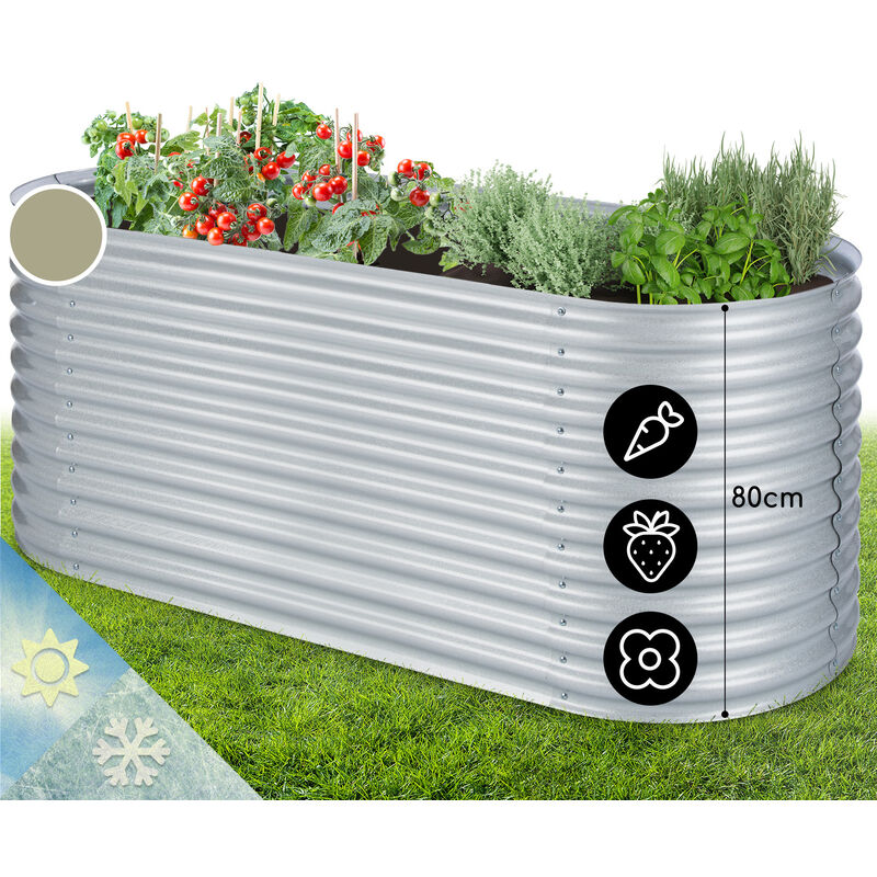 Blumfeldt High Grow Hochbeet Gartenbeet 2, 0m Zink-alu-beschichtung Silber