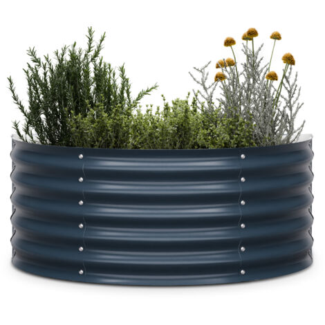 Blumfeldt hochwertiges High Grow Gartenhochbeet aus verzinktem Stahl - Halbkreisform, Rost- & Frostschutz - einfache Montage, 105x60x43 cm (BxHxL) - ideal fur Pflanzen & Gemuse