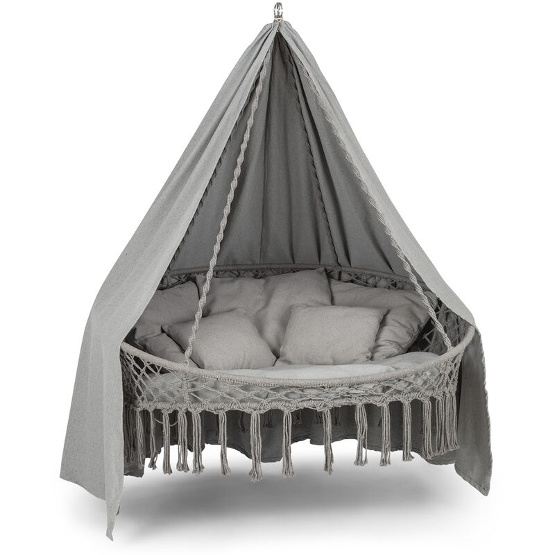 

Ischia Silla colgante con cojín de asiento 115 cm (Ø) Polialgodón Gris claro