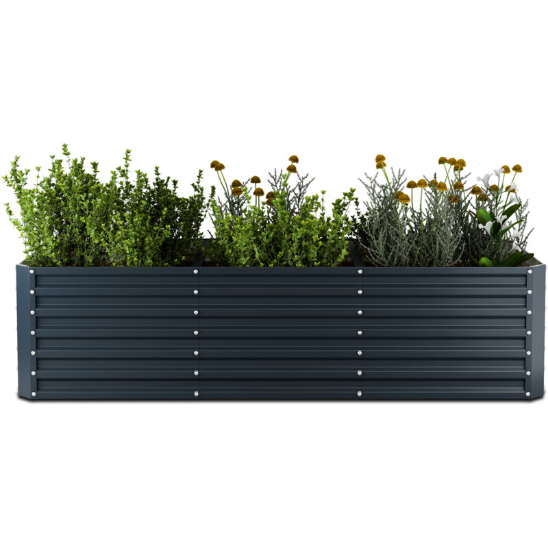 Blumfeldt - Jardinière surélevée High Grow Straight, 1440 l en acier Galvalume résistant, Ergonomique & facile à monter, Pour fleurs, herbes &