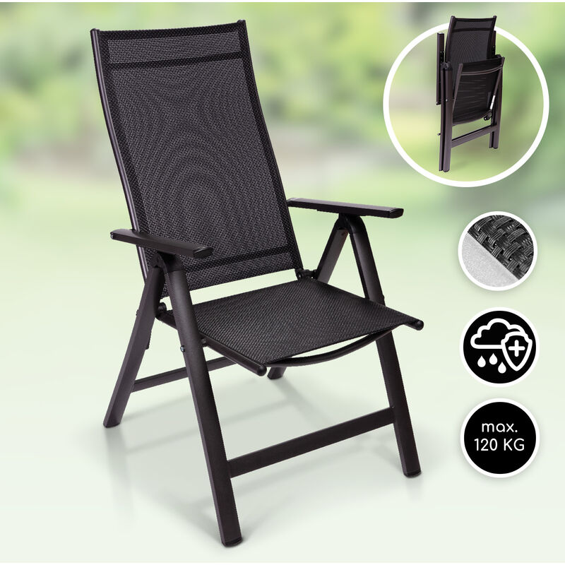 

London Silla de jardín Textilene Aluminio 6 posiciones Plegable