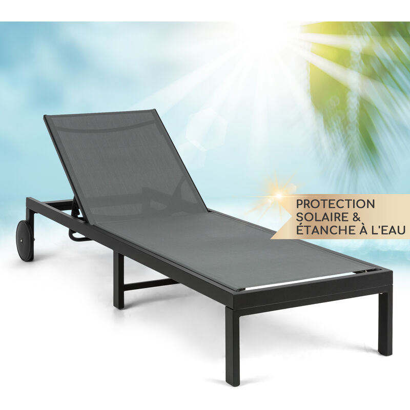 Blumfeldt - Bain de Soleil, Transat Jardin Exterieur, Chaise Longue de Jardin en Polyester, Imperméable, Chaise Longue Pliante avec Roulettes,