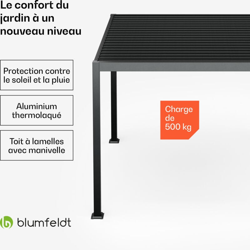 LuminaHaven Pergola à Lamelles 3x3 m, Salon de Jardin Extérieur en Aluminium Résistant aux Intempéries, Tonnelle de Jardin Extérieur avec Pergola de