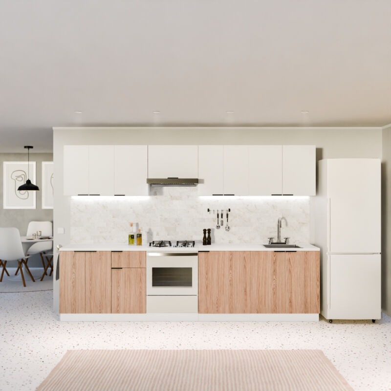 Meuble de Cuisine - Bloc-Tiroirs Moderne avec Plan de Travail mdf 30 mm, Poignées Aluminium Noir, Charnières Soft-Close, Pieds Réglables abs,