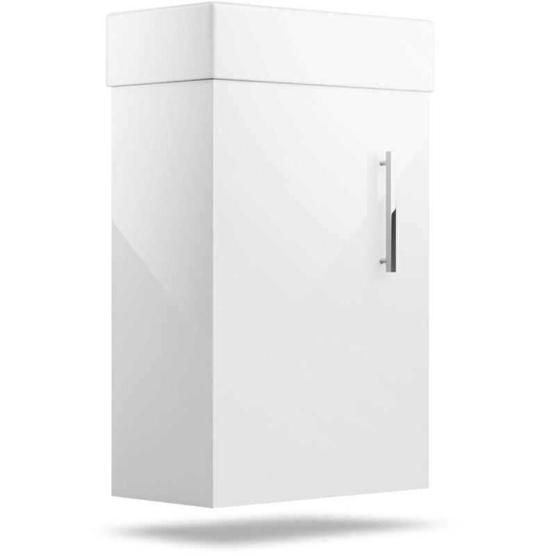 Blumfeldt - meuble de salle de bain avec vasque en ceramique 40 cm blanc brillant - armoire de toilette élegante et meuble de rangement - concu pour
