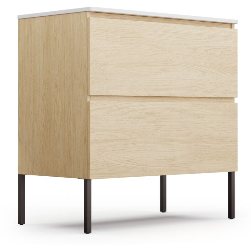 Blumfeldt - meuble de salle de bain avec vasque en céramique - Meuble de rangement couleur orme 80 cm - Ideal comme meuble de cuisine design élegant