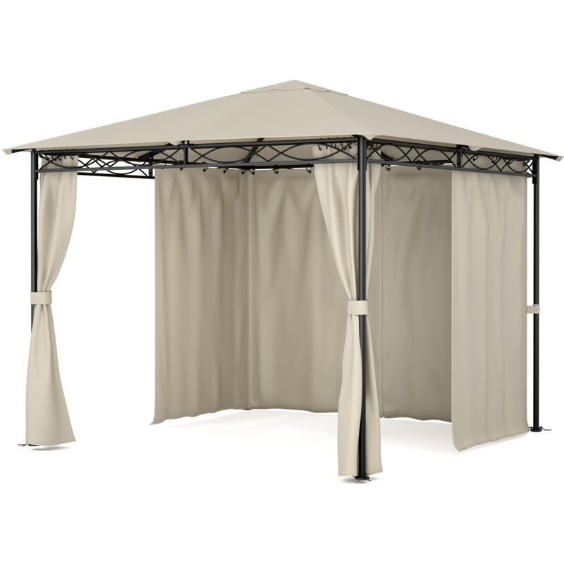 Blumfeldt Mondo Pergola Tonnelle 295 x 26 x 295 m Protection contre les intempéries : UV/vent/pluie beige