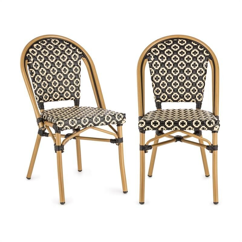 

Montbazin BL Silla apilable estructura de aluminio y poliratán negro-crema