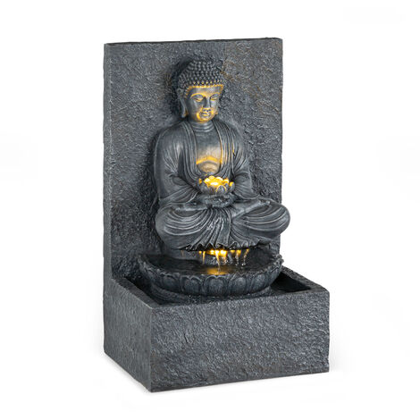 blumfeldt Nirvana - fontaine de jardin décorative, éclairage LED, 36 x 65 x 29 cm (LxHxP), matériau: polyrésine, pour l'intérieur et l'extérieur, câble d'alimentation: environ 5 m, gris