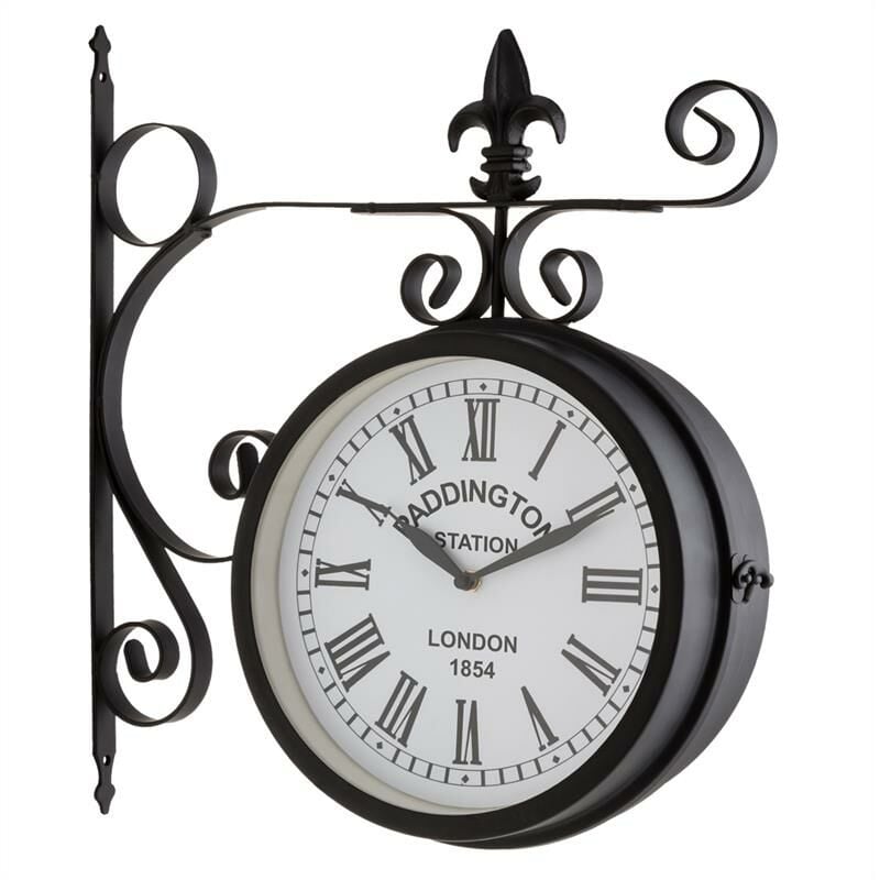 

Paddington Reloj de jardín, pared o estación Ø23cm Vintage Acero Negro