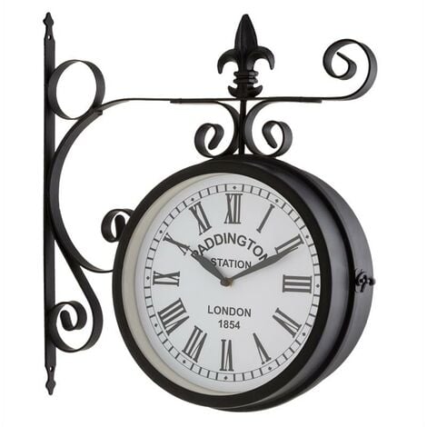 Blumfeldt Paddington Reloj de jardín, pared o estación Ø23cm Vintage Acero Negro