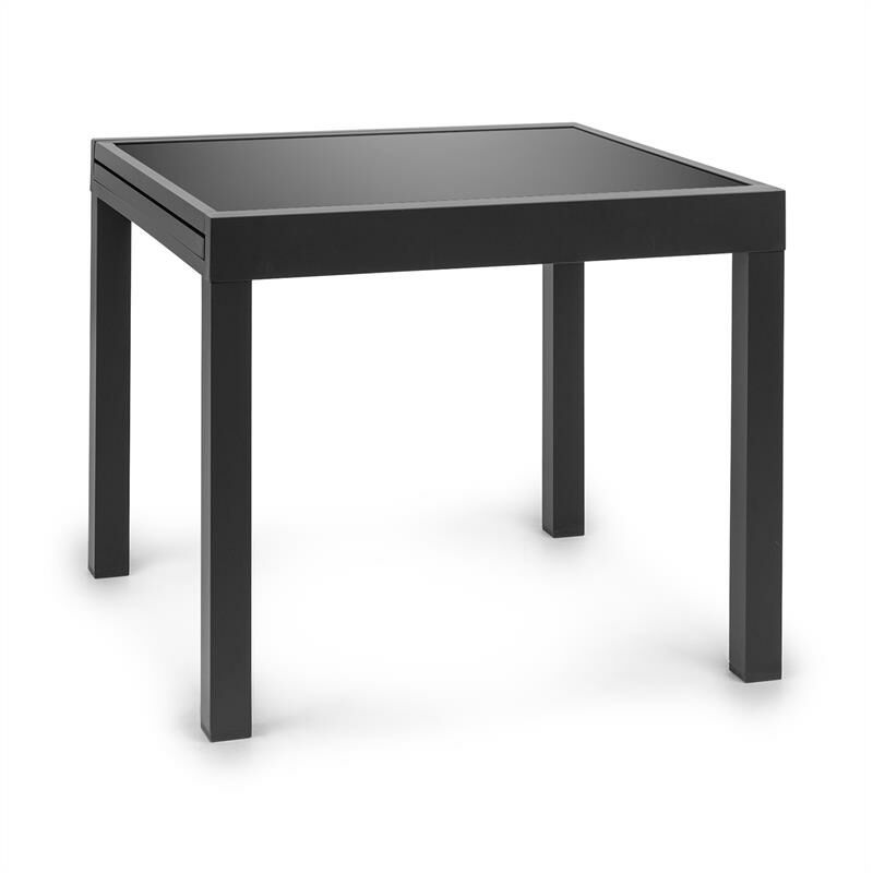 blumfeldt Pamplona Extension table de jardin 180 x 83 cm aluminium verre gris foncé - Noir