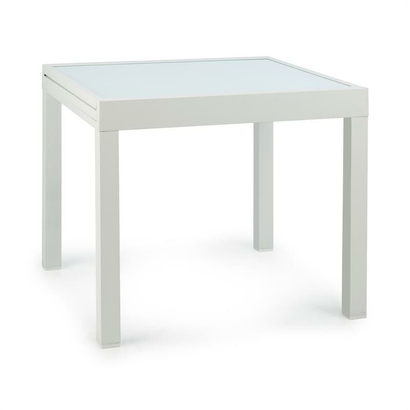 Pamplona Extension table de jardin 180 x 83 cm max. aluminium verre blanc - Blumfeldt