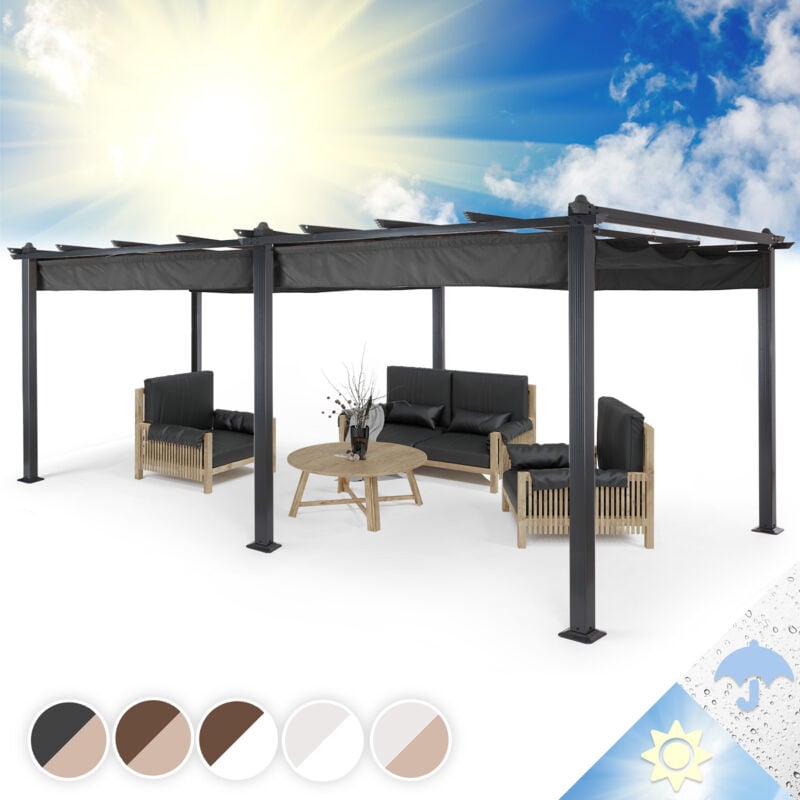 Pantheon Pergola auvent 3x6 m aluminium Parasol Polyester - gris
