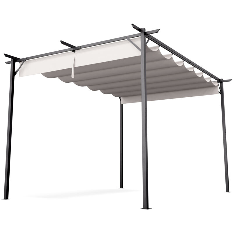 Pantheon Robust Pergola 3x4 m : solide pavillon de jardin avec structure en acier thermolaqué et toit en polyester résistant aux intempéries avec