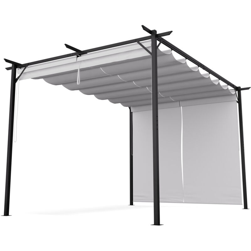 Pantheon Robust pergola : solide pavillon de jardin 3x4 m, toit en polyester imperméable avec revêtement pa, stores, structure en acier robuste