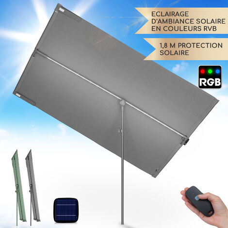 Blumfeldt Parasol Flex Garden Intelligent, Parasol de Jardin Exterieur et Balcon, Panneaux Solaires, Lumières LED, Protection UV, Etanche, Parasol Deporte Réglables Hauteur, Angle - Base Non Incluse - - Gris Foncé