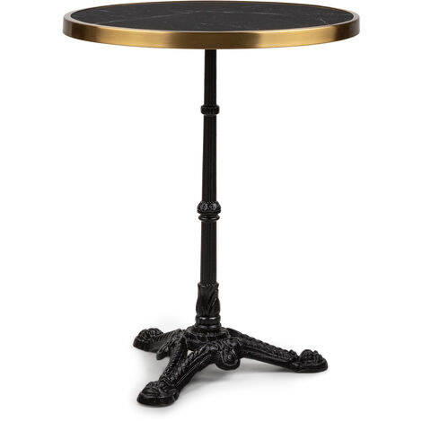 blumfeldt Patras - Bistro-Tisch, Gartentisch, Deko-Zierkante, Gusseiserner Standfuß, für drinnen und draußen, wasserfest, frostsicher, 57,5 cm Ø 72 cm Höhe, schwarz