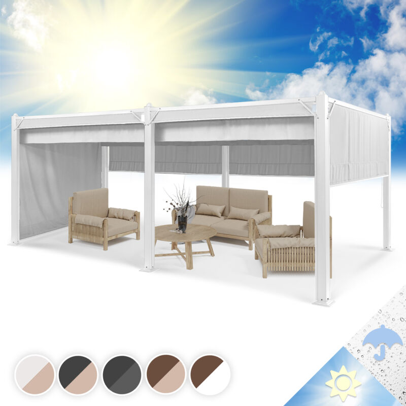 Pergola Aluminium 3x3m, Pergola Terrasse, Tonnelle de Jardin avec Toit Rétractable, Kit Pergolas en Métal, Cadre en Aluminium, Protection uv, Pergola