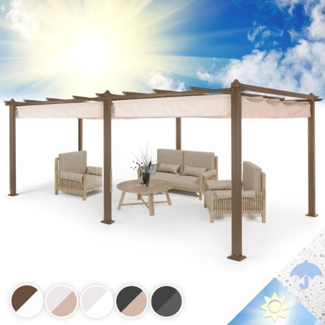 Blumfeldt Pergola Aluminium 3x6m, Pergola Terrasse, Tonnelle de Jardin avec Toit Rétractable, Kit Pergolas en Métal, Cadre en Aluminium, Protection UV, Pergola Alu avec Toit en Polyester Imperméable