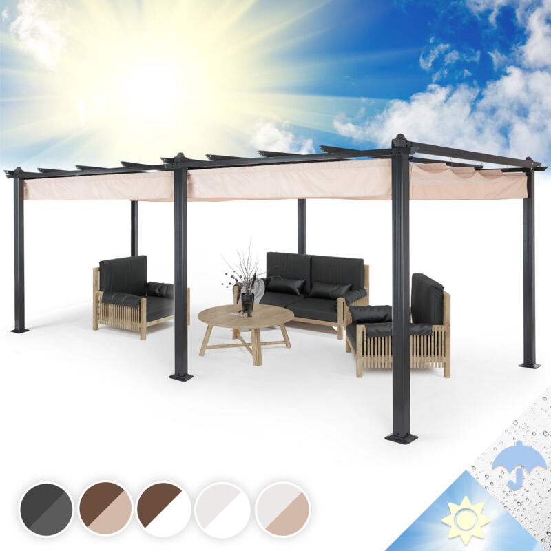 Pergola Aluminium 3x6m, Pergola Terrasse, Tonnelle de Jardin avec Toit Rétractable, Kit Pergolas en Métal, Cadre en Aluminium, Protection uv, Pergola