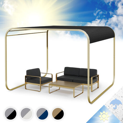 Blumfeldt Pergola, Metall Pavillon mit Polyester Schiebedach und Seiten, Sonnensegel mit Gestell, Überdachung Freistehend, Sonnenschutz für Garten und Terrasse, Gazebo Wasserdicht und Stabi