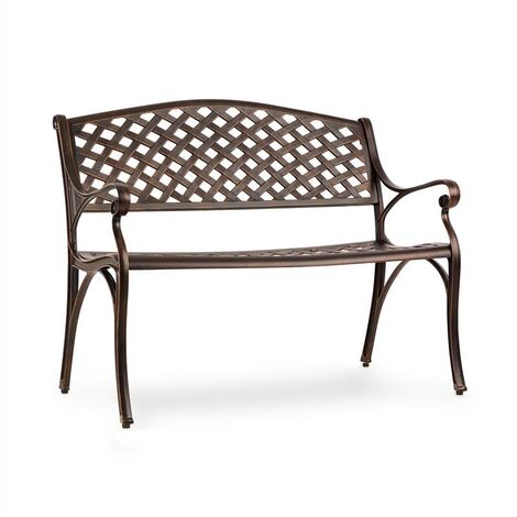 Blumfeldt Pozzilli an Banc de Jardin - Matériau : Fonte d'aluminium - résistant aux intempéries, Place pour 2 Personnes, Coussin de siège Disponible séparément, Rétro 3 Marron foncé - Marron Foncé - Marron Foncé