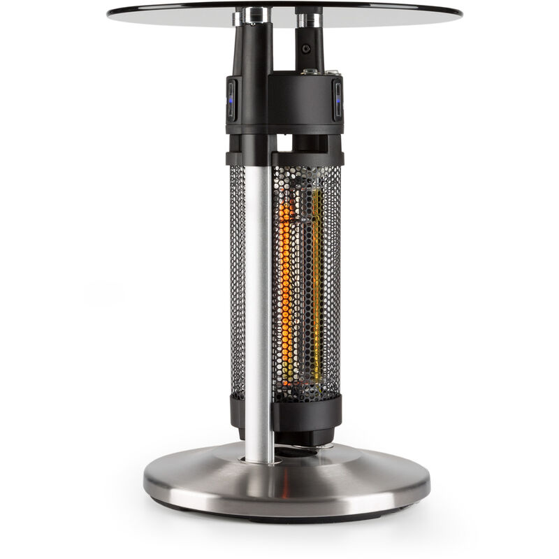 Primal Heat 65 table de bistro élément chauffant ir au carbone 1200 w led 65cm verre - Argent