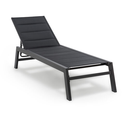 Blumfeldt Renazzo - Chaise Longue - Bain de Soleil , 6 Positions , Revêtement Hydrofuge , Revêtement ComfortMesh , Cadre en Tubes d'aluminium , Poids Total de 8 kg , Coloré 2019, Grey