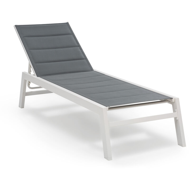 

blumfeldt Renazzo Lounge tumbona 70/30 PVC/PE aluminio 6 niveles blanco/gris