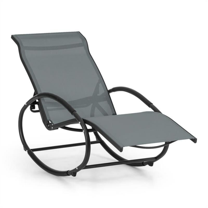 Blumfeldt - Santorini Fauteuil à bascule chaise longue aluminium polyester -gris